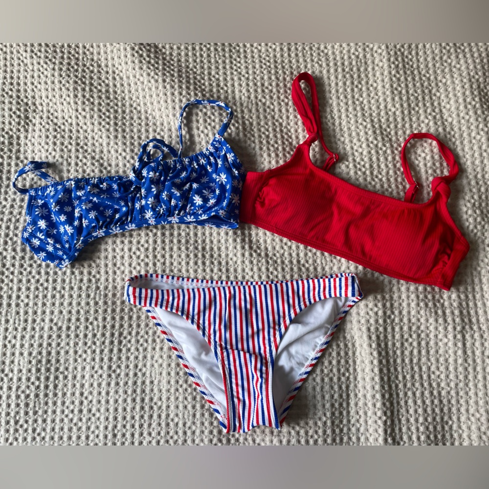 Xhilaration Red, White, and Blue Striped Bikini